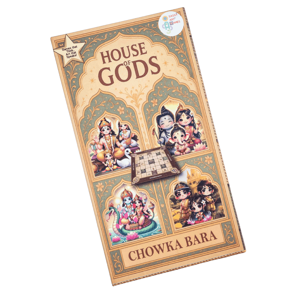 Natural cowrie shells used as traditional dice in Chowka Bara Indian board game instead of modern plastic dice