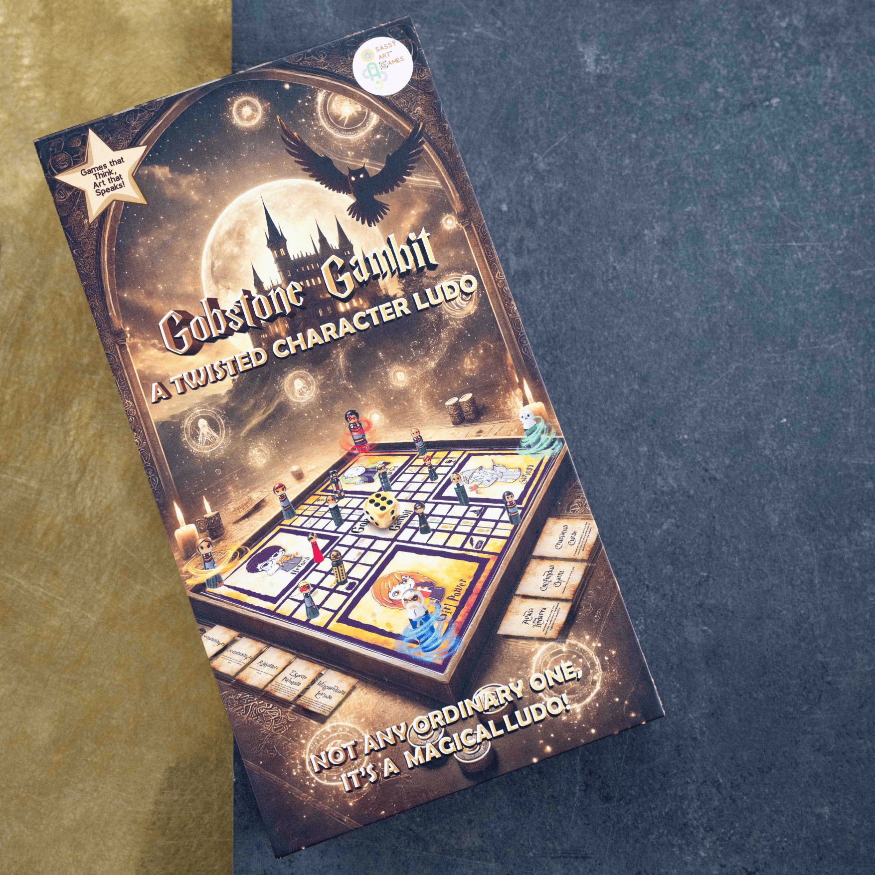 Gobstone Gambit Harry Potter inspired magical board game complete set with hand-painted character pieces and spell cards