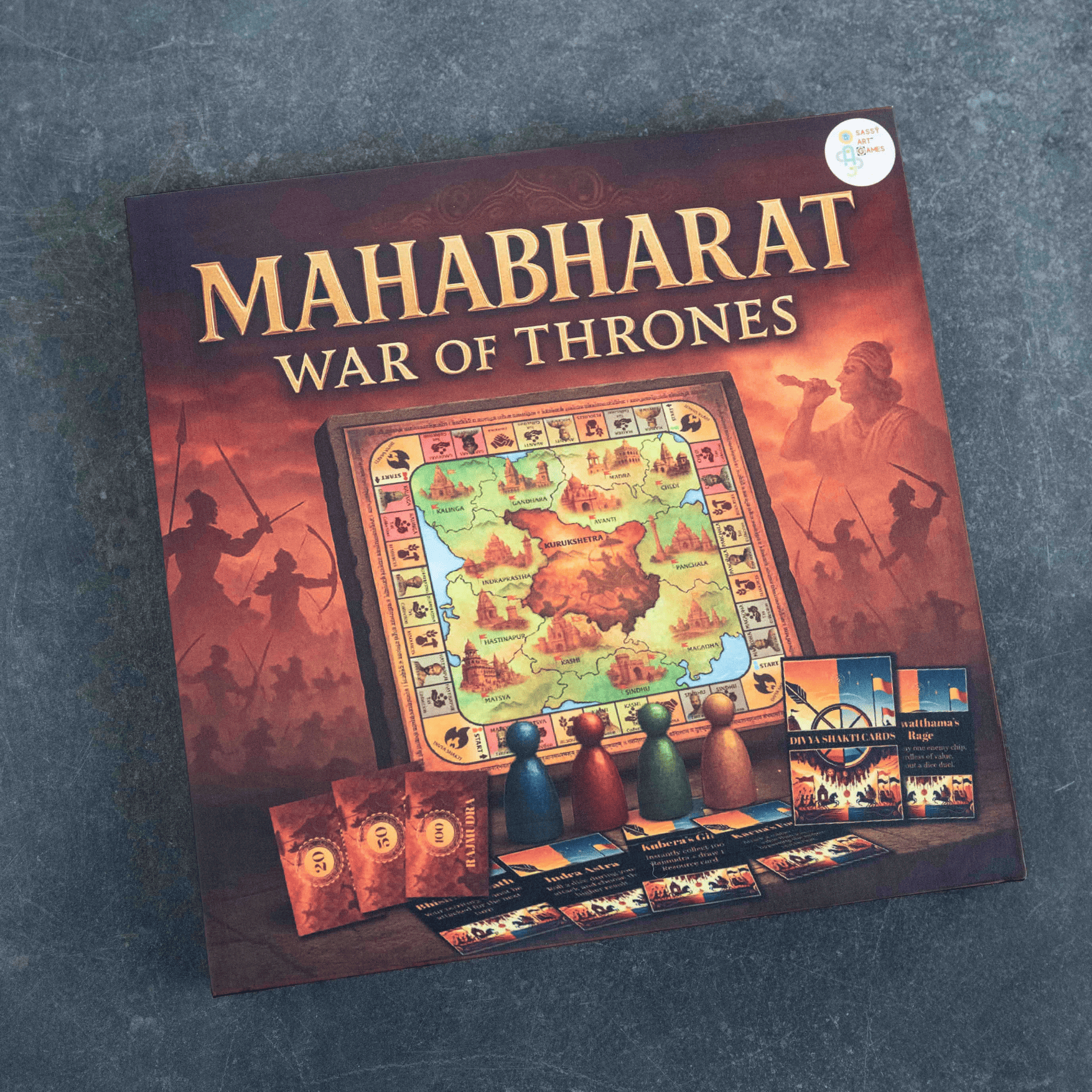 Mahabharat War of Thrones Indian mythology strategy board game complete set in premium gift box packaging